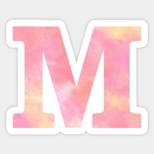 The Letter M Pink and Orange Watercolor Design Sticker